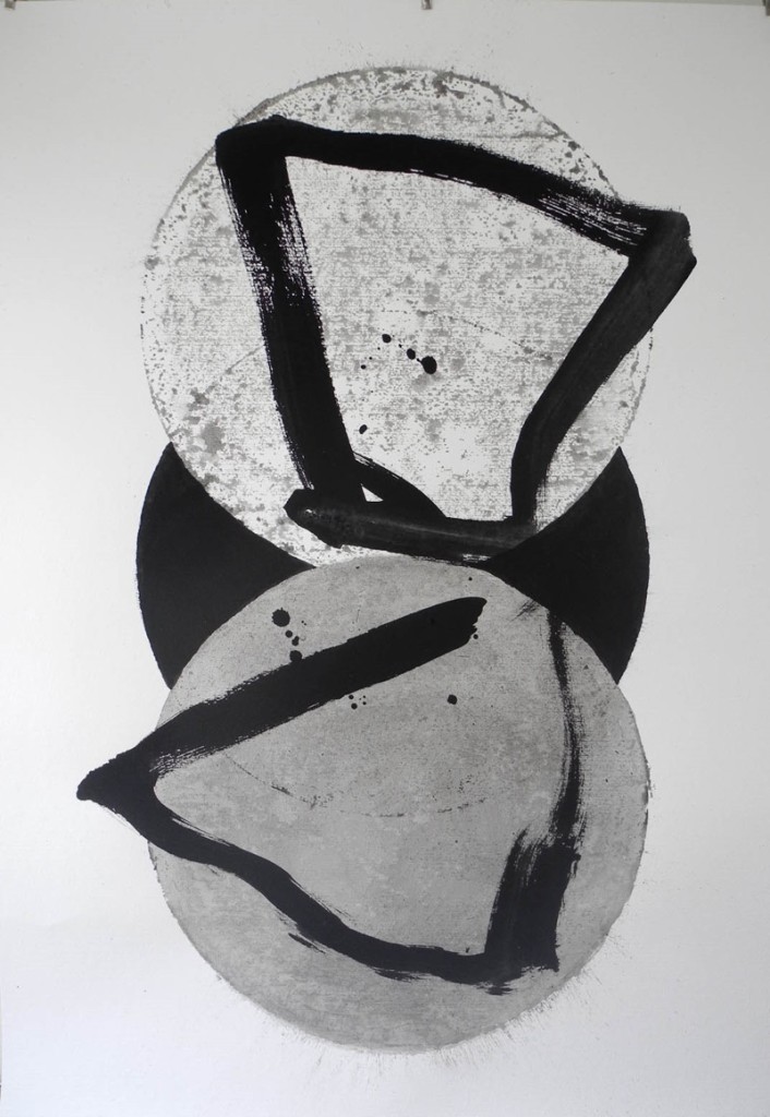 Figure and Circles II, 2012, Ink on Paper, 100 x 70cm