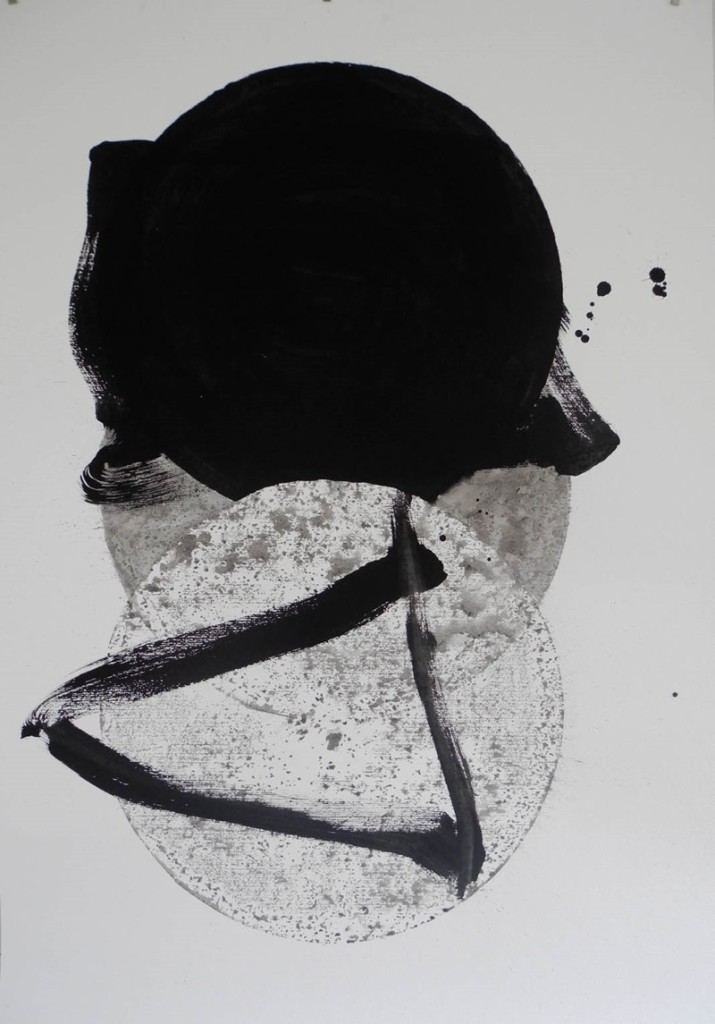 Figure and Circles V, 2012, Ink on Paper, 100 x 70cm