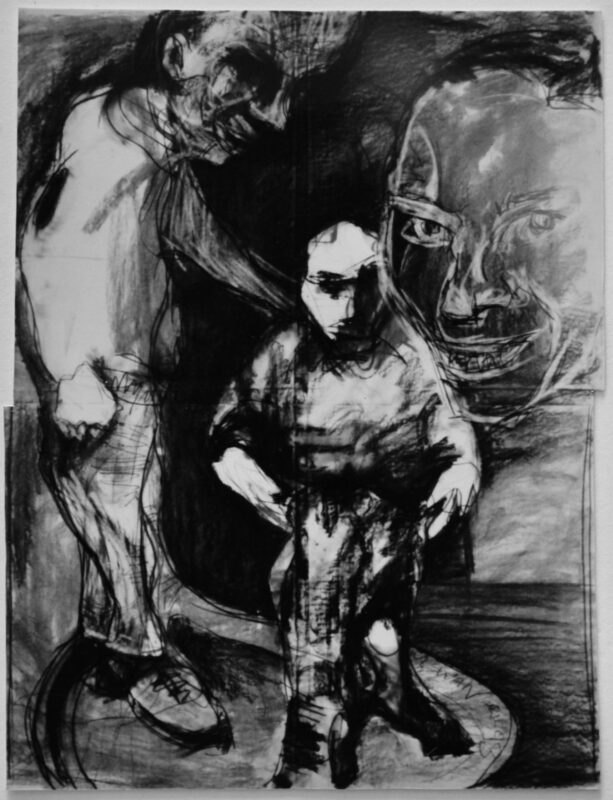 Haunted by Demons, 1993, Charcoal on Paper