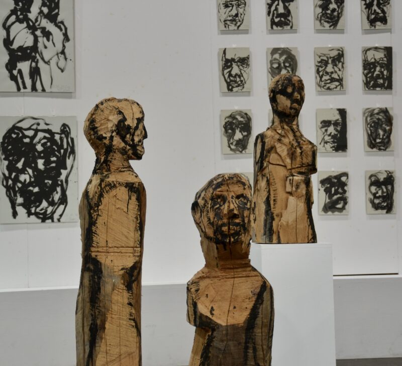 'Silence is Death/Heads and Busts', 2024, Wood and Ink