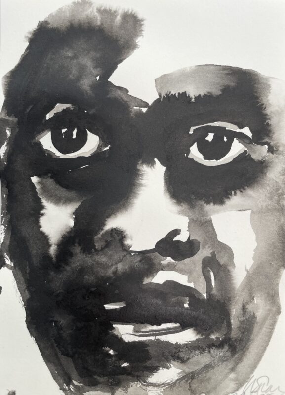 African Mask, 2025, Ink on Paper
