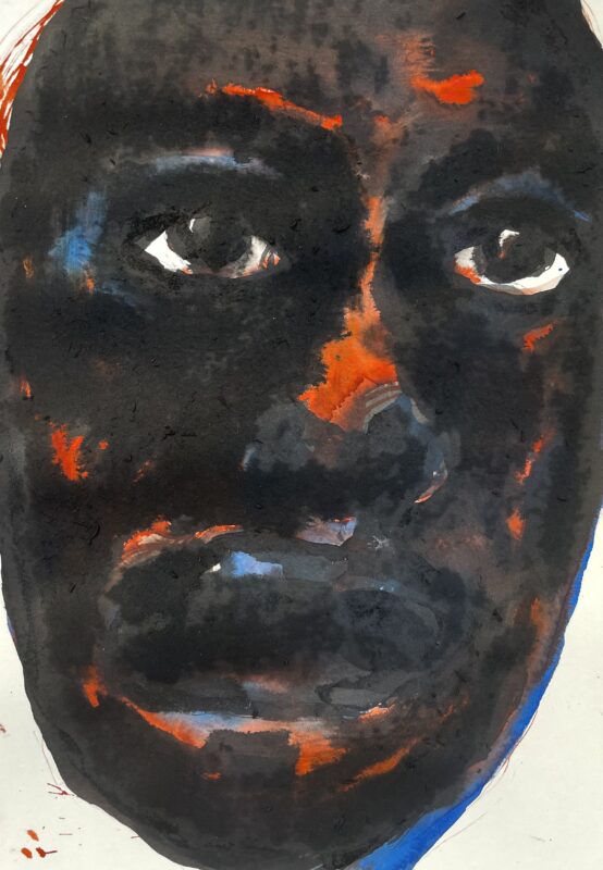 African Mask, 2025, Ink on Paper