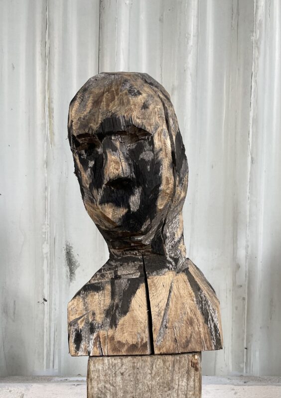 'Silence is Death/Head 1', 2024, Wood and Ink